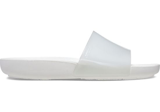 Crocs Splash Glossy Slides pro ženy, 41-42 EU, W10, Pantofle, Sandály, White, Bílá, 208538-100