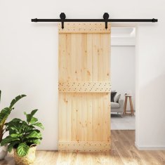 Greatstore Posuvné dveře s kováním 85 x 210 cm masivní borové dřevo