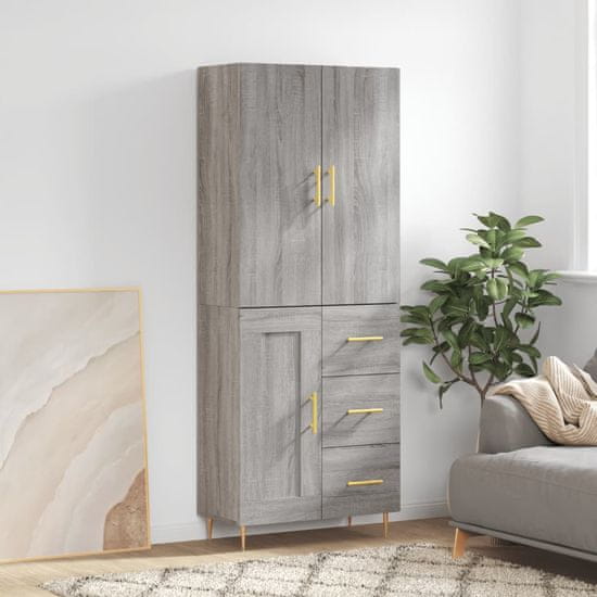 Greatstore Skříň highboard šedá sonoma 69,5 x 34 x 180 cm kompozitní dřevo