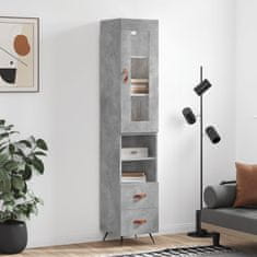 Greatstore Skříň highboard betonově šedá 34,5x34x180 cm kompozitní dřevo