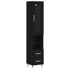 Greatstore Skříň highboard černá 34,5 x 34 x 180 cm kompozitní dřevo