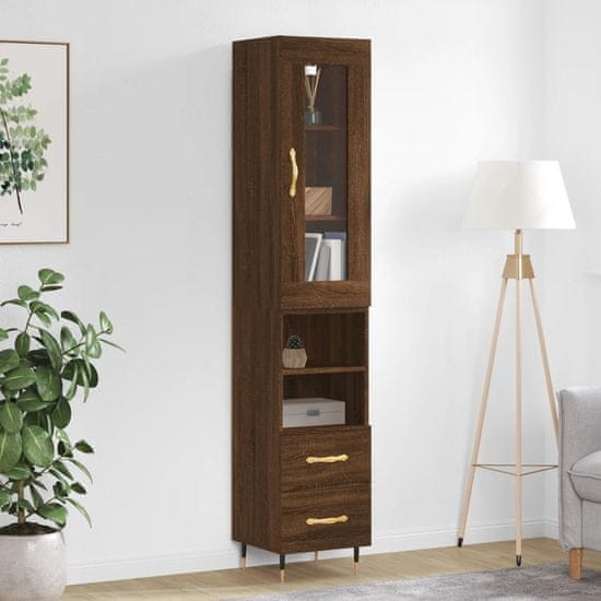 Greatstore Skříň highboard hnědý dub 34,5 x 34 x 180 cm kompozitní dřevo