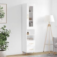 Greatstore Skříň highboard bílá s vysokým leskem 34,5x34x180 cm kompozit