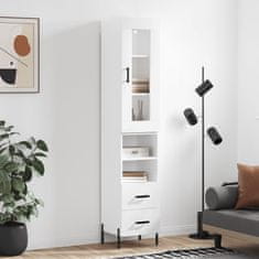 Greatstore Skříň highboard bílá s vysokým leskem 34,5x34x180 cm kompozit