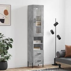 Greatstore Skříň highboard betonově šedá 34,5x34x180 cm kompozitní dřevo