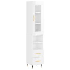 Vidaxl Skříň highboard bílá s vysokým leskem 34,5x34x180 cm kompozit