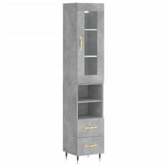 Vidaxl Skříň highboard betonově šedá 34,5x34x180 cm kompozitní dřevo