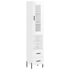 Greatstore Skříň highboard bílá s vysokým leskem 34,5x34x180 cm kompozit