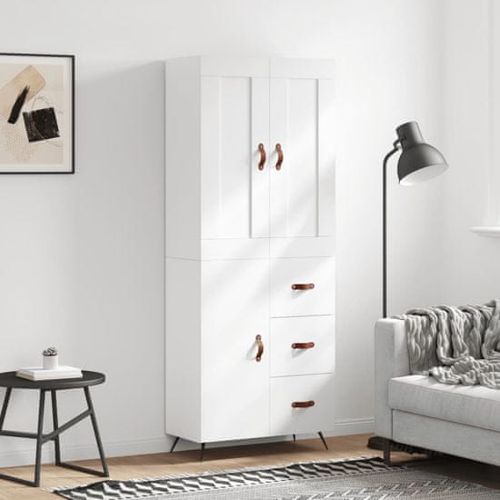 Greatstore Skříň highboard bílá 69,5 x 34 x 180 cm kompozitní dřevo