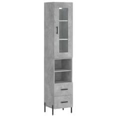 Greatstore Skříň highboard betonově šedá 34,5x34x180 cm kompozitní dřevo