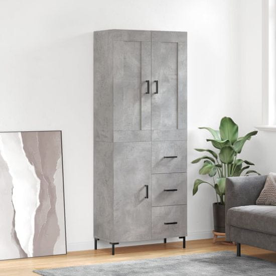 Vidaxl Skříň highboard betonově šedá 69,5x34x180 cm kompozitní dřevo