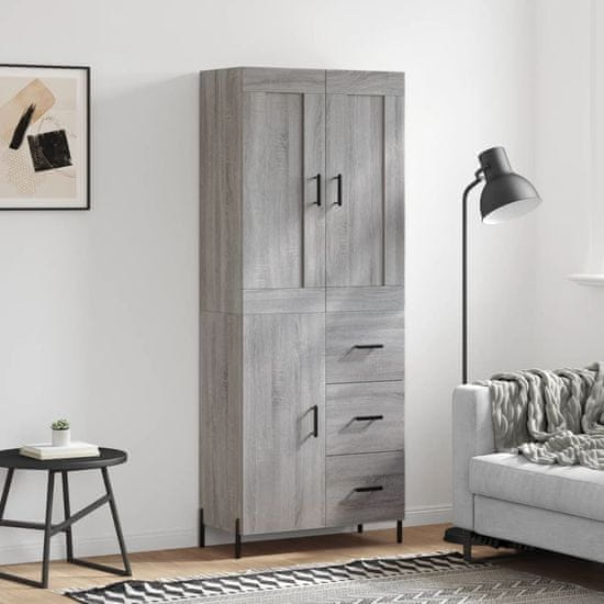 Greatstore Skříň highboard šedá sonoma 69,5 x 34 x 180 cm kompozitní dřevo