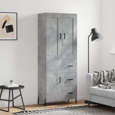 Greatstore Skříň highboard betonově šedá 69,5x34x180 cm kompozitní dřevo