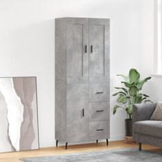 Greatstore Skříň highboard betonově šedá 69,5x34x180 cm kompozitní dřevo