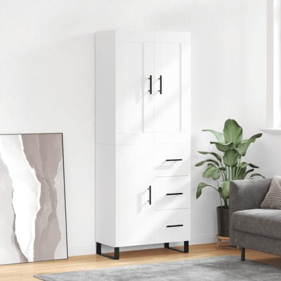 Greatstore Skříň highboard bílá 69,5 x 34 x 180 cm kompozitní dřevo