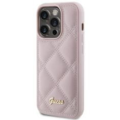 Guess hard obal na iPhone 15 PRO 6.1" Pink Quilted Metal Logo