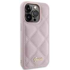 Guess hard obal na iPhone 15 PRO 6.1" Pink Quilted Metal Logo