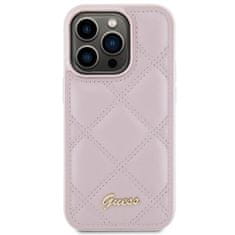 Guess hard obal na iPhone 15 PRO 6.1" Pink Quilted Metal Logo