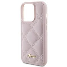 Guess hard obal na iPhone 15 PRO 6.1" Pink Quilted Metal Logo