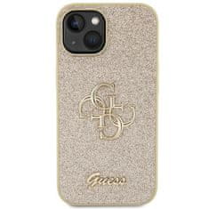 Guess hard kryt na iPhone 15 6.1" Gold Glitter Script Big 4G