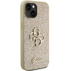 Guess hard kryt na iPhone 15 6.1" Gold Glitter Script Big 4G