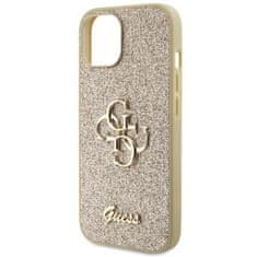 Guess hard kryt na iPhone 15 6.1" Gold Glitter Script Big 4G