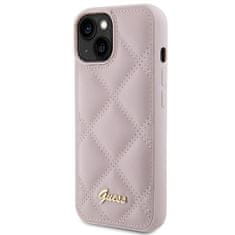 Guess hard obal na iPhone 15 6.1" Pink Quilted Metal Logo