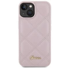 Guess hard obal na iPhone 15 6.1" Pink Quilted Metal Logo