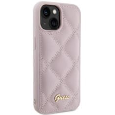 Guess hard obal na iPhone 15 6.1" Pink Quilted Metal Logo