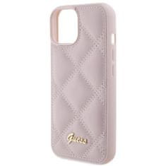 Guess hard obal na iPhone 15 6.1" Pink Quilted Metal Logo