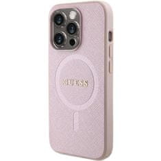 Guess hard silikonové pouzdro iPhone 15 PRO 6.1" pink Saffiano MagSafe