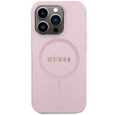 Guess hard silikonové pouzdro iPhone 15 PRO 6.1" pink Saffiano MagSafe