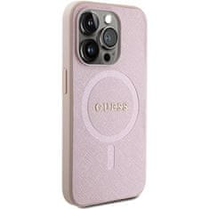 Guess hard silikonové pouzdro iPhone 15 PRO 6.1" pink Saffiano MagSafe