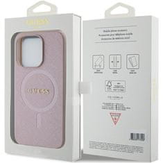 Guess hard silikonové pouzdro iPhone 15 PRO 6.1" pink Saffiano MagSafe