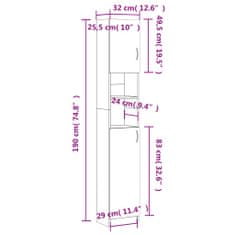 Vidaxl Koupelnová skříňka černá 32 x 25,5 x 190 cm kompozitní dřevo