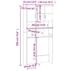 Vidaxl Sada skříněk nad pračku betonově šedá kompozitní dřevo
