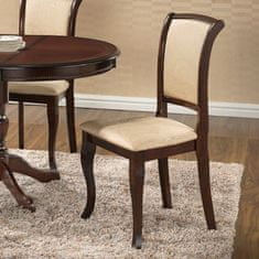 Casa Vital Sada 2 jídelních židlí BAROCCO, masivní kaučukové dřevo, 44x45x93,5 cm, čalouněný sedák, tmavě hnědá barva