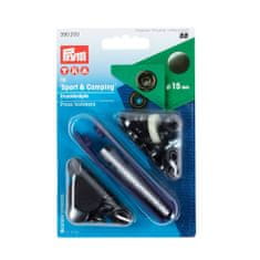 PRYM Stiskací knoflíky + narážeč Sport & Camping, 15 mm, 10 ks, černé