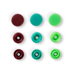 PRYM Plastové patentky "Color Snaps" kulaté, Prym Love, 12,4 mm, 30 ks, zelené/světle zelené/hnědé
