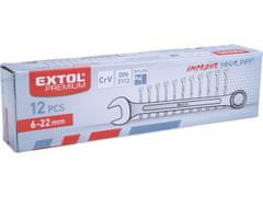 Extol Premium Klíče očkoploché, sada 12ks, 6-22mm, CrV