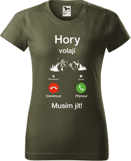Hobbytriko Dámské tričko na hory - Hory volají, musím jít (telefon) Barva: Černá (01), Velikost: S