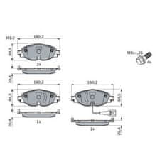 Bosch Brzdové destičky 160,2mm VW GOLF SPORTSVAN VII (AM1, AN1) - Bosch