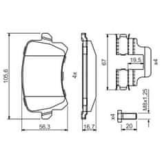 Bosch Brzdové destičky 105,6mm Audi A6 C6 Avant (4F5) - Bosch