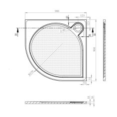 Gelco ARCA sprchová vanička z litého mramoru, čtvrtkruh 90x90cm, R550, bílá PA559 - Gelco