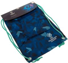 CurePink Batoh pytlík se šňůrkami UEFA Champions League: Logo (33 x 44 cm) modrý polyester