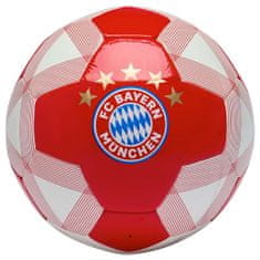 FotbalFans Fotbalový míč FC Bayern Mnichov, Znak a 5 Hvězd, Červenobílý, Vel. 4