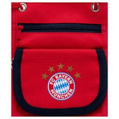 FotbalFans Textilní taška na krk FC Bayern Mnichov, 2 kapsy, červená,13x21cm