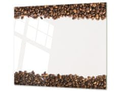 Glasdekor Ochranná deska zrna kávy bílé pozadí - Ochranná deska: 60x70cm, Lepení na zeď: S lepením na zeď