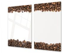 Glasdekor Ochranná deska zrna kávy bílé pozadí - Ochranná deska: 60x70cm, Lepení na zeď: S lepením na zeď