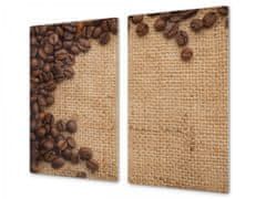 Glasdekor Ochranná deska zrna kávy na jutě - Ochranná deska: 70x70cm, Lepení na zeď: Bez lepení na zeď